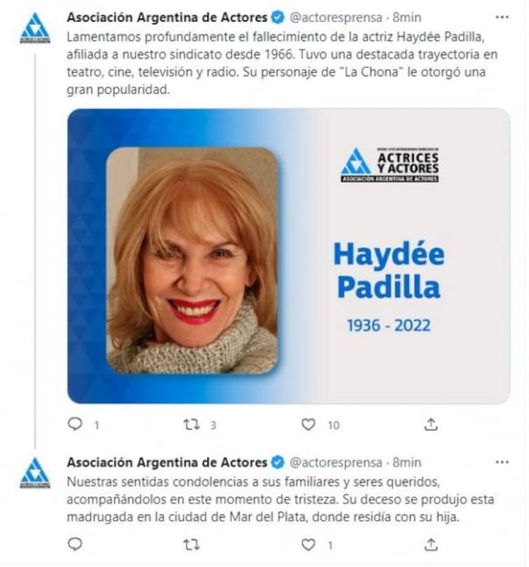 Murió Haydée Padilla a los 86 años: la inolvidable Chona vivía en Mar del Plata con su hija
