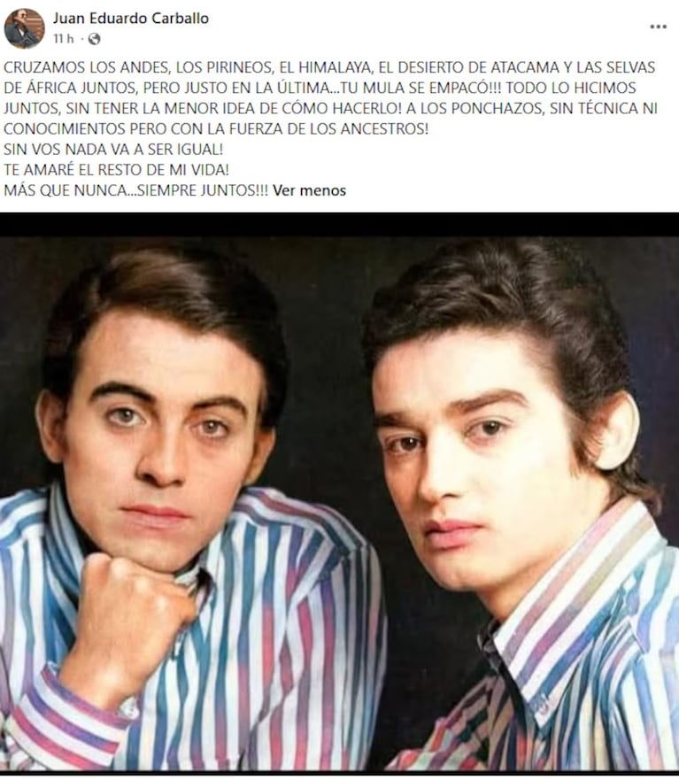 Murió Juan Marcelo, la histórica voz del dúo Juan y Juan que marcó una época. Crédito: Instagram