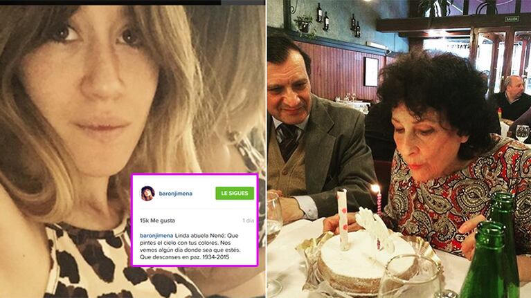 Murió la abuela de Jimena Barón: la emotiva despedida de la actriz