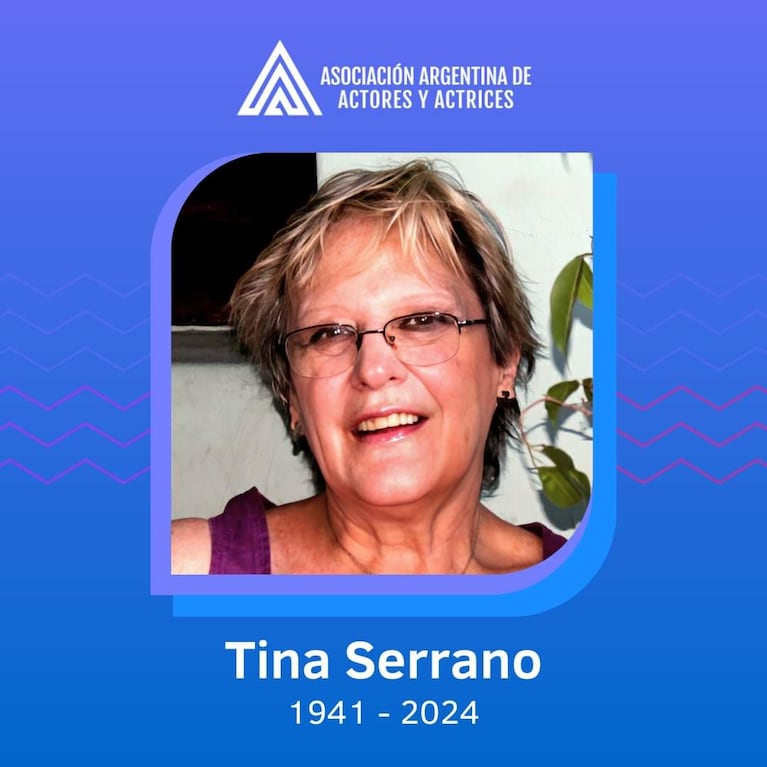 Murió la actriz Tina Serrano a los 82 años 