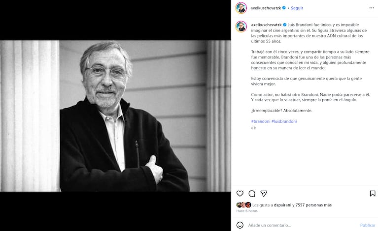 Murió Luis Brandoni a los 86 años: así lo despidieron los famosos (Foto de Instagram)
