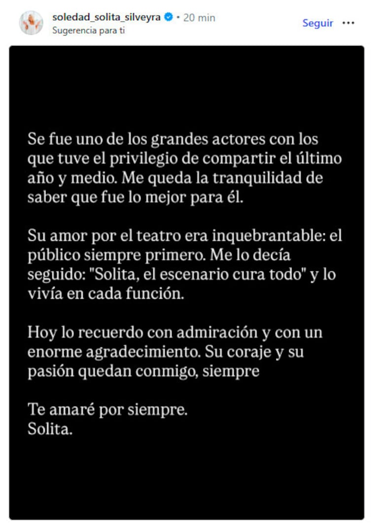 Murió Luis Brandoni a los 86 años: así lo despidieron los famosos (Foto de Instagram)