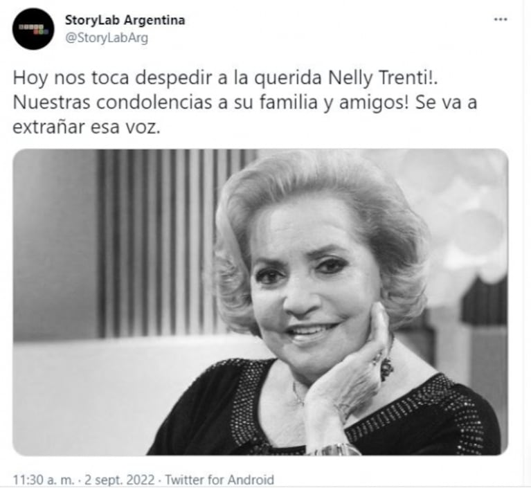 Murió Nelly Trenti, histórica locutora de Mirtha Legrand: "Se va a extrañar su voz"