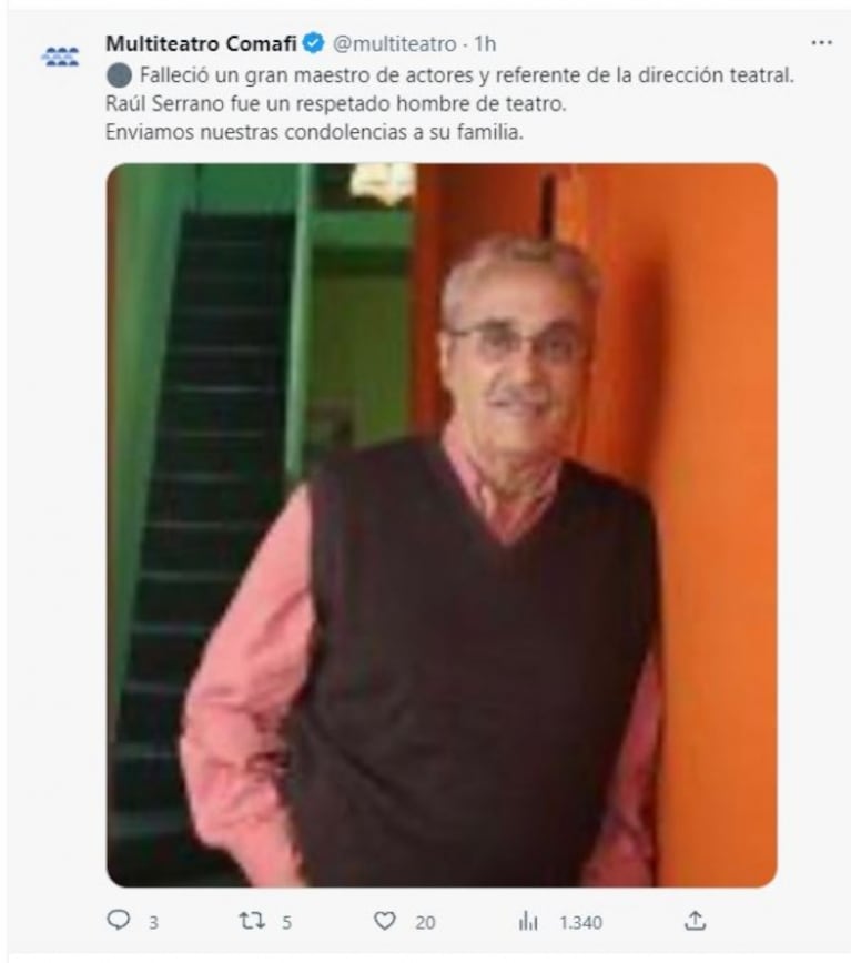 Murió Raúl Serrano, maestro de actores en Argentina