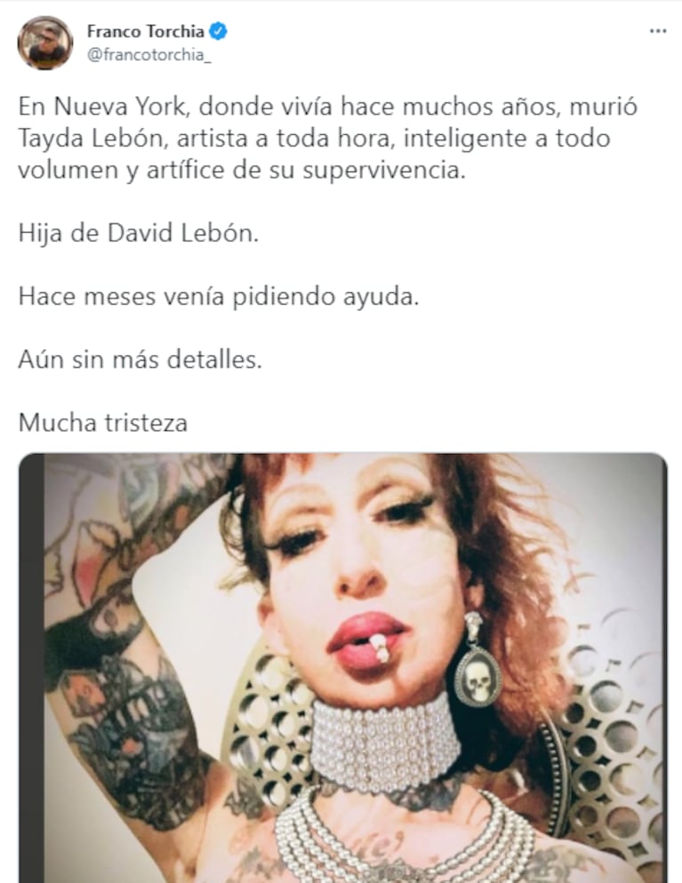 Murió Tayda, la hija de David Lebón: "Hace meses venía pidiendo ayuda"