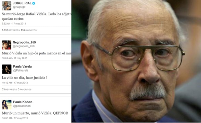 Murió Videla: los famosos se pronunciaron en Twitter.