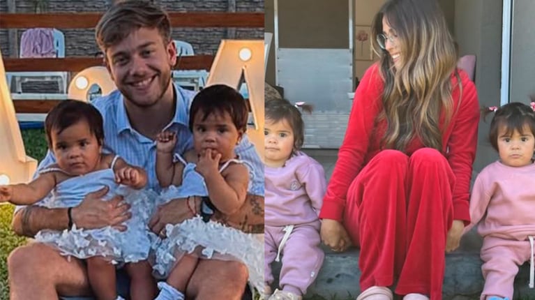 Nacho Castañares y Julieta Poggio con sus ahijadas (Foto: Instagram)