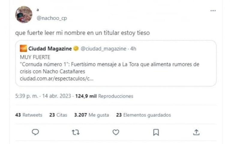 Nacho reaccionó a una nota de Ciudad y en las redes estallaron los memes: "Estoy tieso"