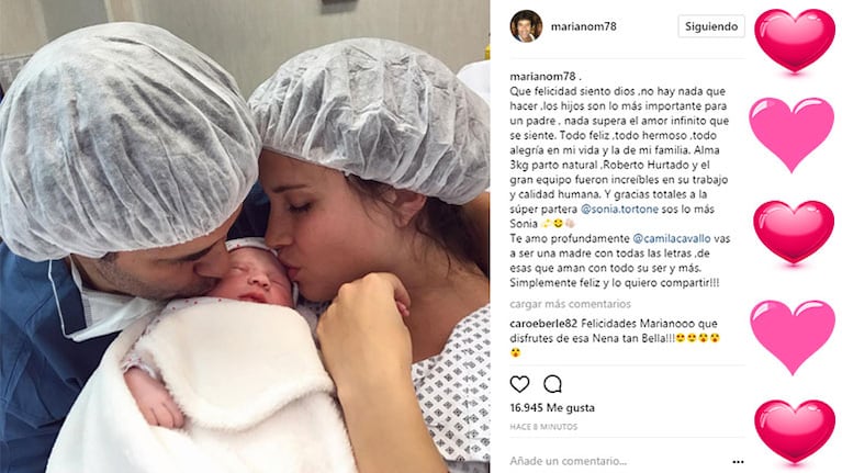 ¡Nació Alma! Mariano Martínez presentó a su hija con Camila Cavallo