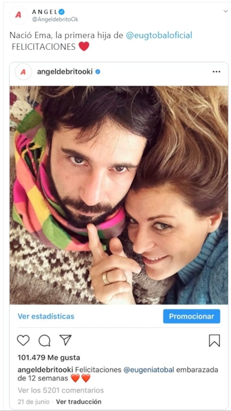 Nació Ema, la primera hija de Eugenia Tobal y Francisco García Ibar