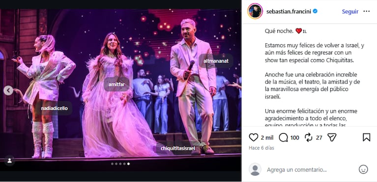 Nadia di Cello y Sebastián Francini cantaron con chicos israelíes y el éxito fue total.