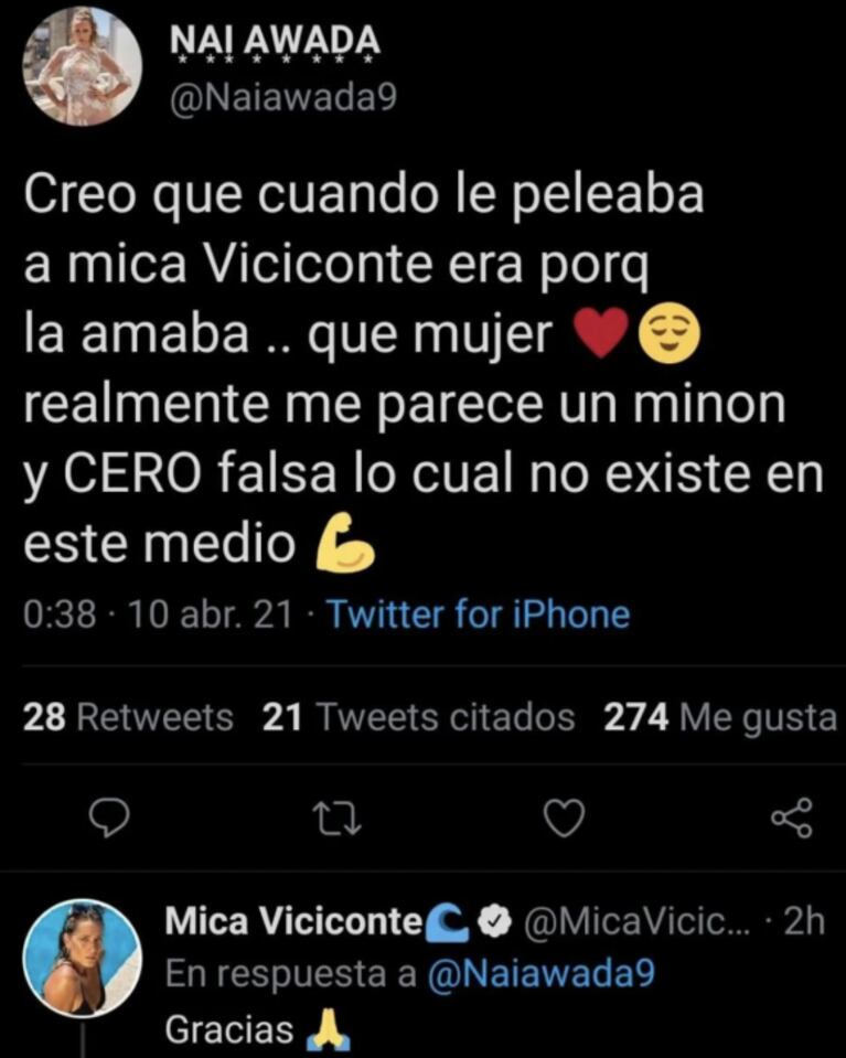 Nai Awada bancó a Mica Viciconte tras su fuerte enfrentamiento: "La peleaba porque la amaba"