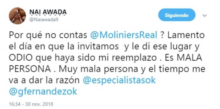 Nai Awada, implacable contra Mica Viciconte: "Es una maltratadora serial y odio que haya sido mi reemplazo"