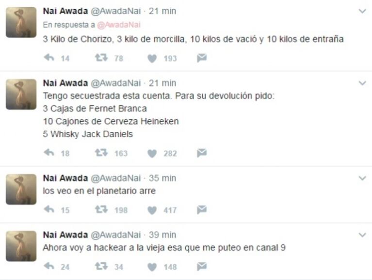 Nai Awada, tras sufrir el hackeo de su cuenta de Twitter: "Ya la recuperé, pero perdí mis seguidores"