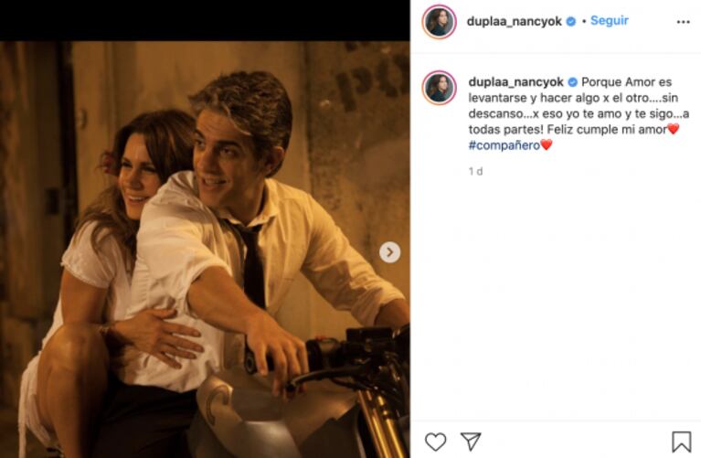 Nancy Dupláa le dedicó un romántico posteo a Pablo Echarri por su cumpleaños: "Te sigo a todas partes"