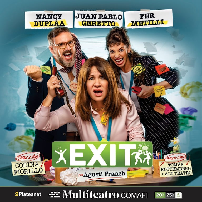 Nancy Dupláa regresa al teatro con Exit, junto a Fer Metilli y Juan Pablo Geretto: cuándo y dónde verla