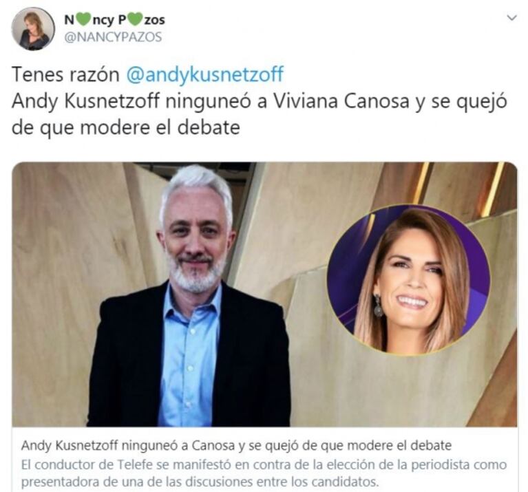 Nancy Pazos, dura con Canosa tras ser elegida como moderadora en el debate presidencial: "Una falta de respeto"