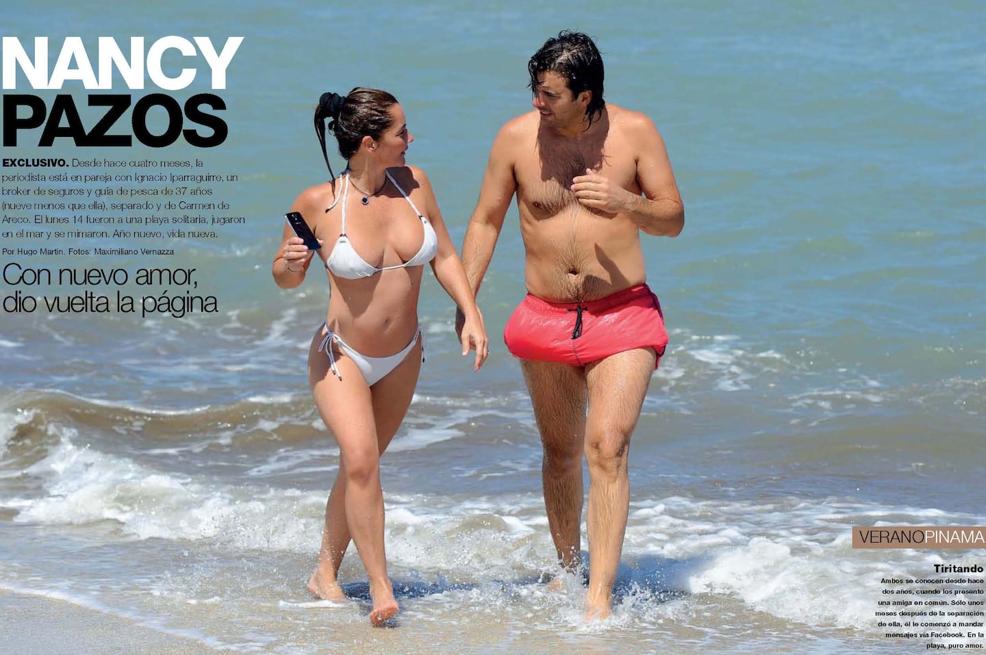 Nancy Pazos y su nuevo novio, Ignacio Iparraguirre en Pinamar. (Foto: revista Gente)