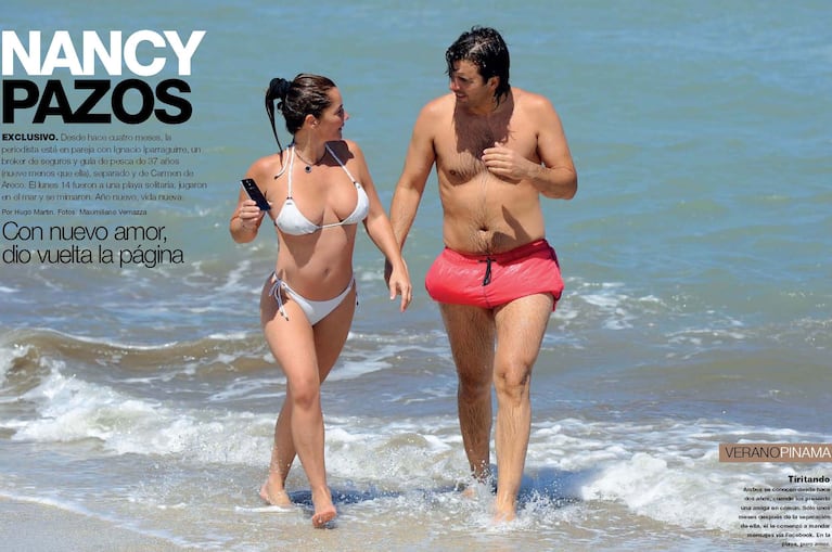 Nancy Pazos y su nuevo novio, Ignacio Iparraguirre en Pinamar. (Foto: revista Gente)