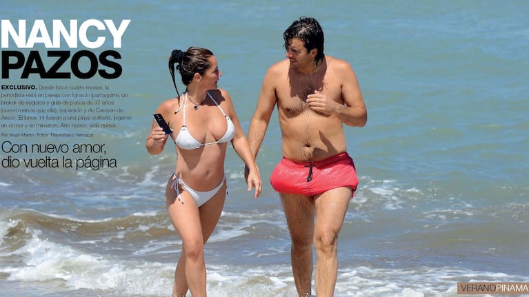 Nancy Pazos y su nuevo novio, Ignacio Iparraguirre en Pinamar. (Foto: revista Gente)