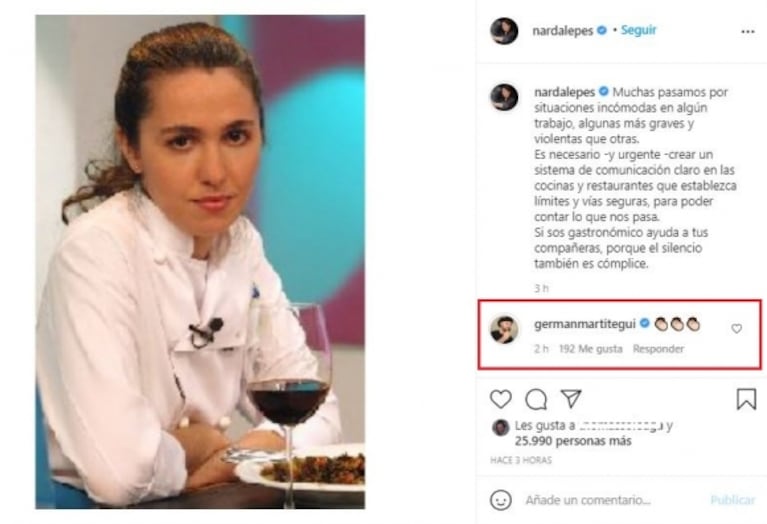 Narda Lepes se pronunció sobre la denuncia pública de acoso contra el chef Pablo Massey: la reacción de Germán Martitegui