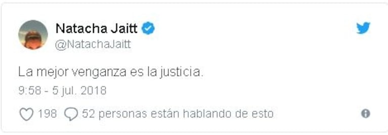 Natacha Jaitt apuntó contra Rial en Twitter tras el descargo del conductor sobre la internación de Morena