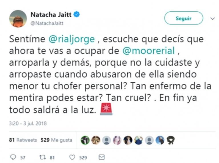 Natacha Jaitt, muy picante tras el descargo de Jorge Rial sobre Morena: "¿Tan enfermo de la mentira estás?"