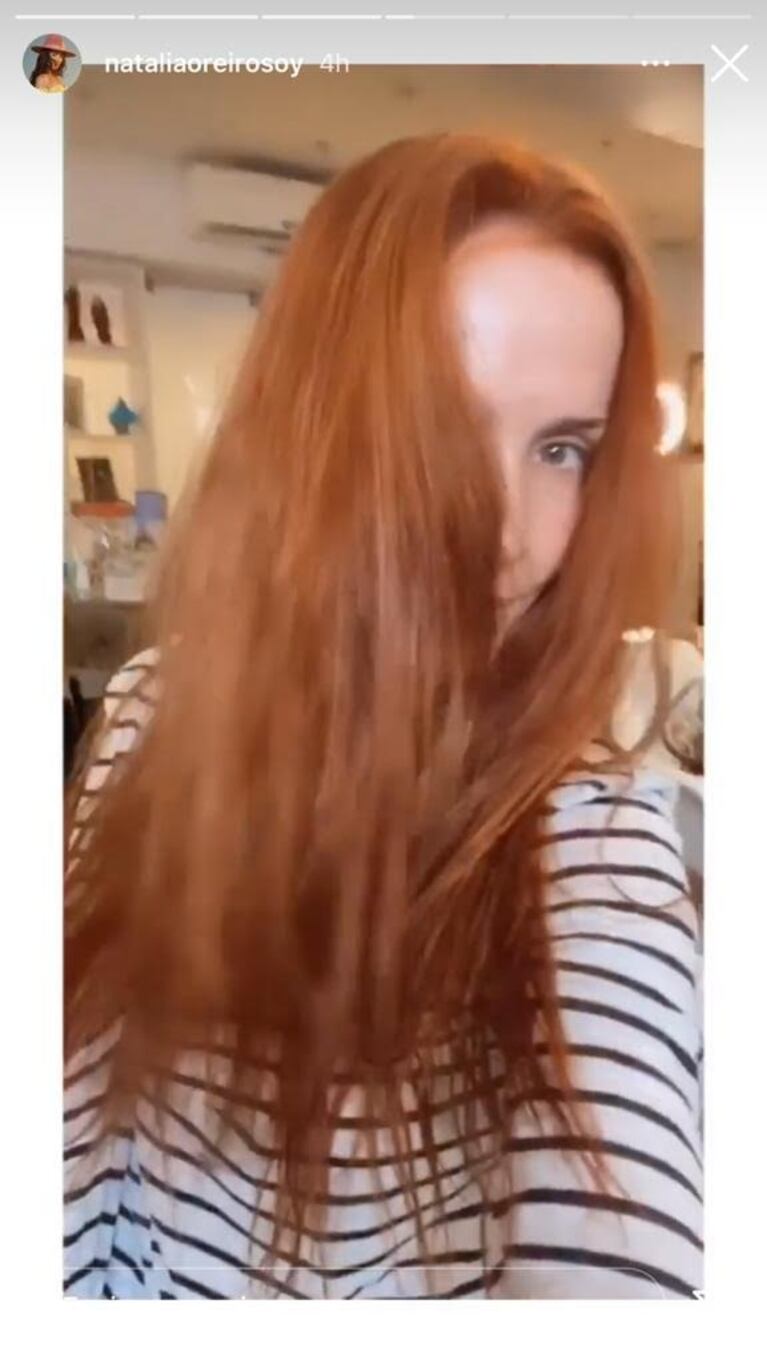 Natalia Oreiro jugó a ser pelirroja: "Chau rubia, te disfruté"