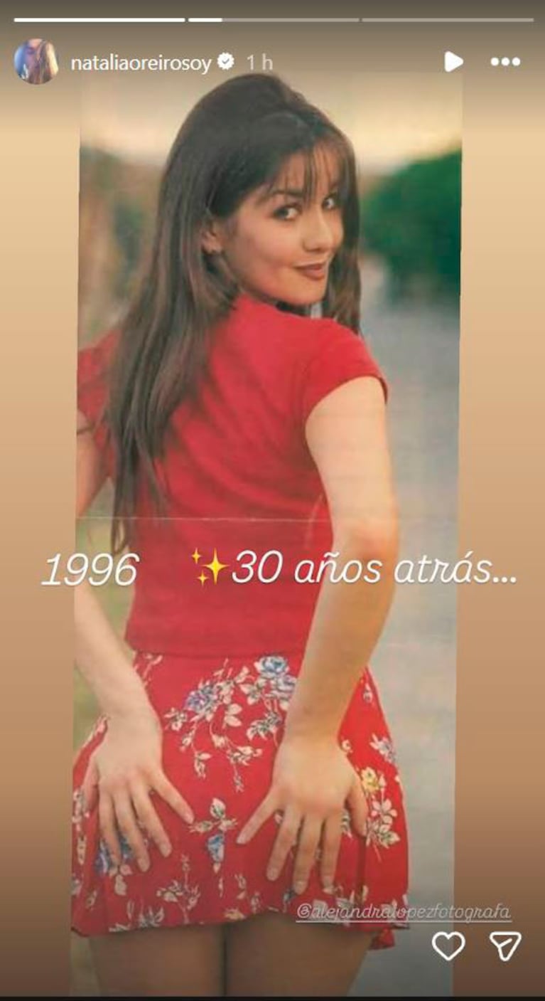 Natalia Oreiro recreó una icónica foto de hace 30 años (Foto de Instagram)