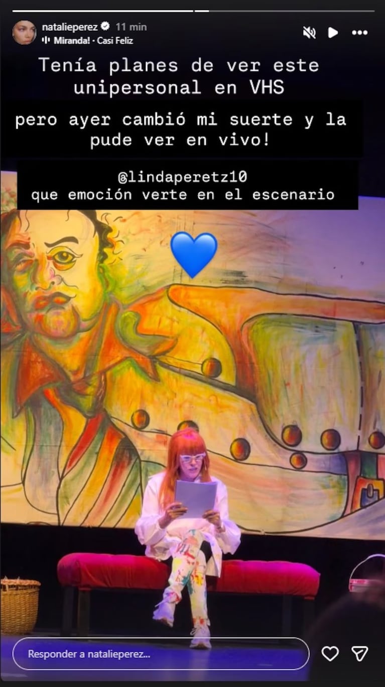Natalie Pérez acompañó a su suegra Linda Peretz en su regreso al teatro: “Qué emoción verte en el escenario”. Crédito: Instagram