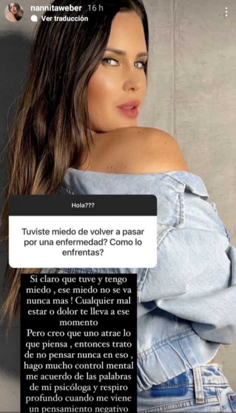 Natalie Weber abrió su corazón al hablar de su temor a volver a enfermarse: "Ese miedo no se va más" 