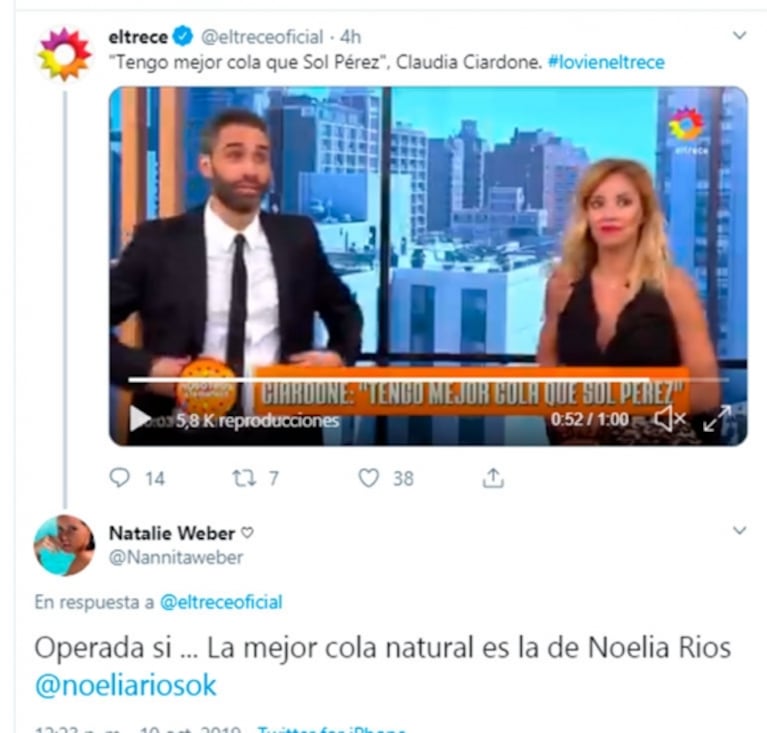 Natalie Weber, muy picante luego de que Claudia Ciardone declarara que tiene la mejor cola: "Sí, operada"