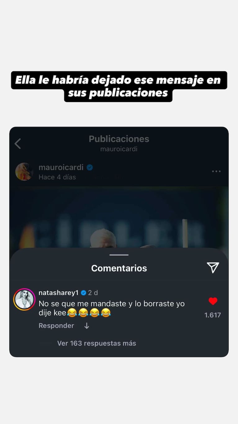 Natasha Rey reveló que Mauro icardi le escribe por Instagram | Créditos: Instagram @gossipeame