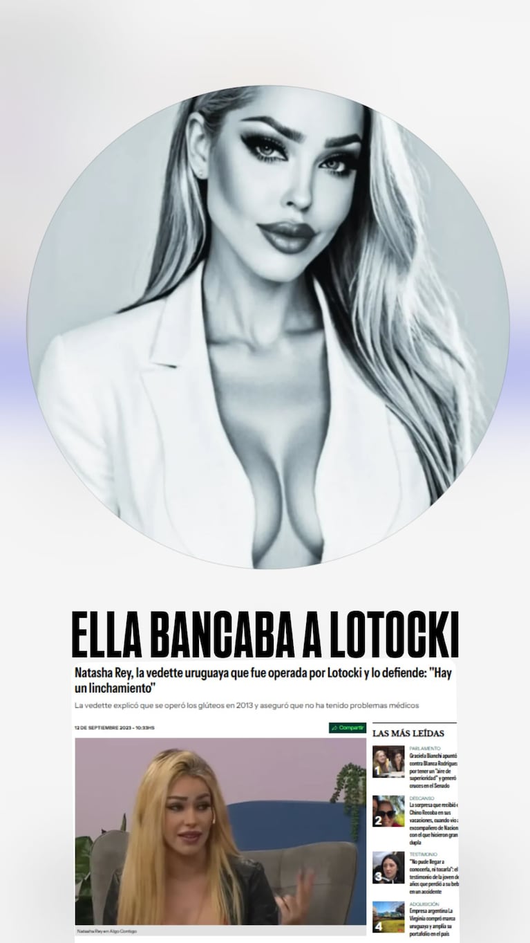 Natasha Rey se operó en 2013 con Aníbal Lotocki | Créditos Instagram @angeldebritooki