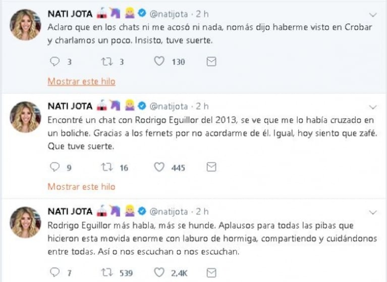 Nati Jota reveló que el hijo de la fiscal acusado de abuso había chateado con ella: "Siento que zafé, que tuve suerte"