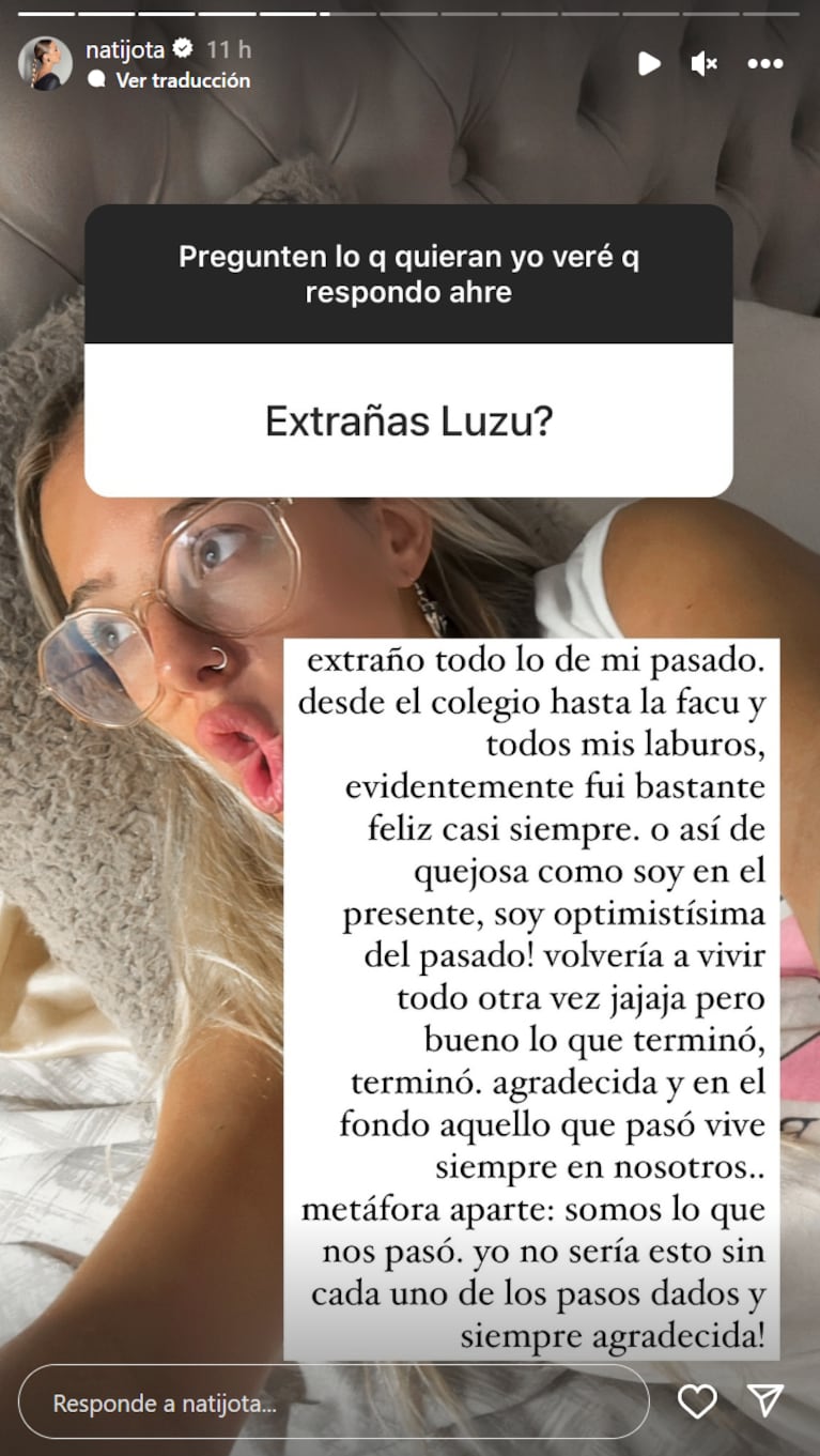 Nati Jota reveló sin filtro si extraña trabajar con Nico Occhiato y Flor Jazmín Peña en Luzu Tv