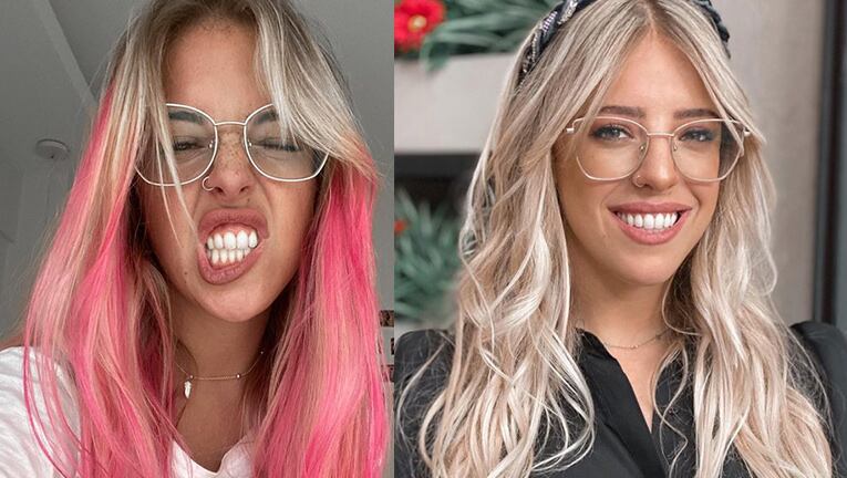 Nati se tiñó el cabello de un color fantasía.