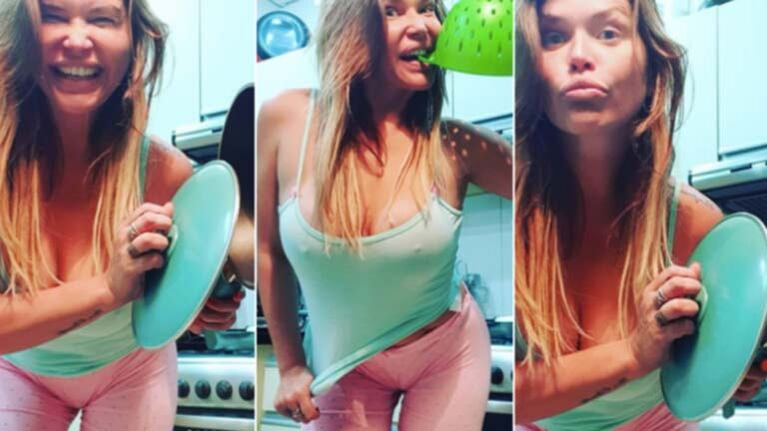 Nazarena demostró cómo se divierte cuando se pone a cocinar.