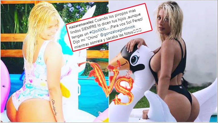 Nazarena Vélez imitó una foto ultra hot de Sol Pérez... ¡y se la dedicó! (Fotos: Instagram)