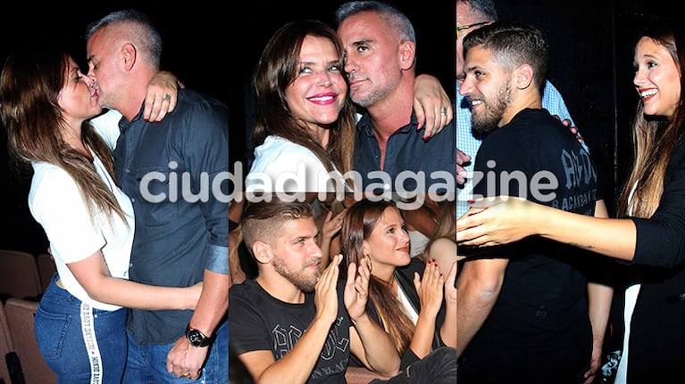 Nazarena Vélez junto a su novio, Barbie Vélez y Lucas Rodríguez (Fotos: Movilpress).