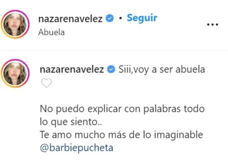 Nazarena Vélez mostró la ecografía de Barbie Vélez y posteó un emotivo mensaje por el embarazo de su hija