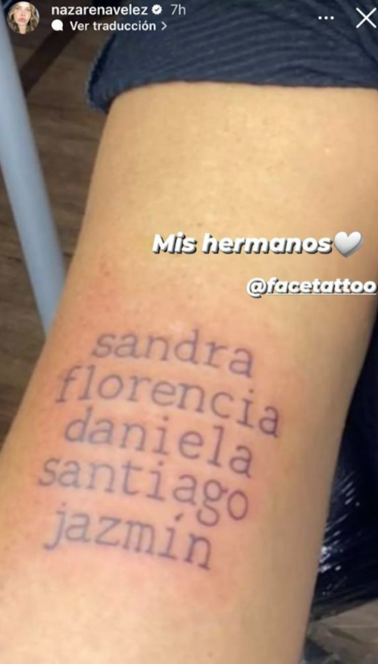 Nazarena Vélez se tatuó el nombre de su nieto y emocionó hasta las lágrimas a Barbie