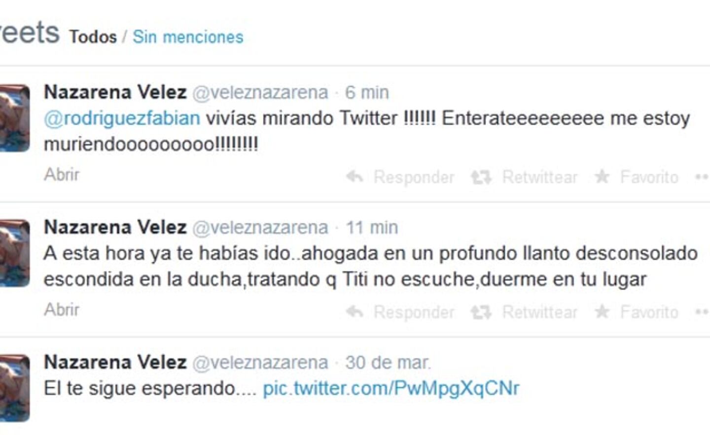Nazarena Vélez y un tweet desgarrador por la muerte de su ex pareja. 