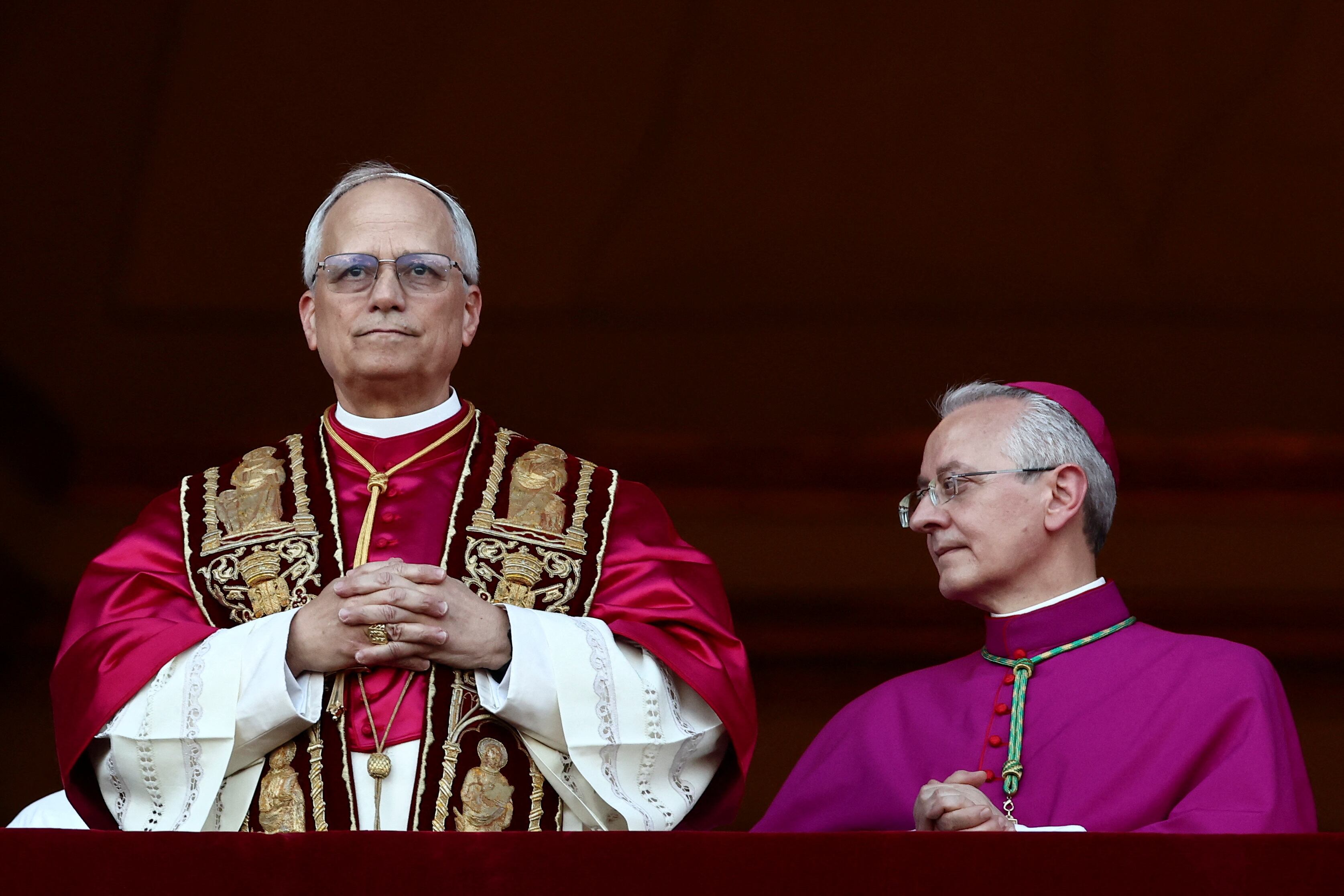 Newly elected Pope Leo XIV, Cardinal Robert Prevost of the United States appears on the balcony of St. Peter's Basilica, at the Vatican, May 8, 2025. REUTERS/Yara Nardi