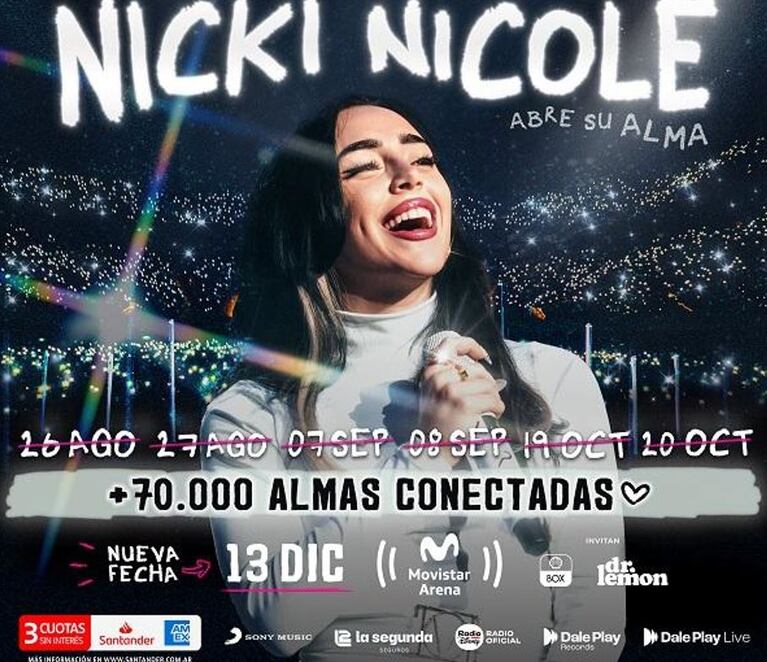 Nicki Nicole anunció el séptimo y último show del año en el Movistar Arena: cuándo será