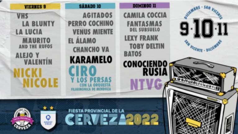 Nicki Nicole, Ciro y No Te Va Gustar prometen mucha música en el próximo Fiesta Provincial de la Cerveza