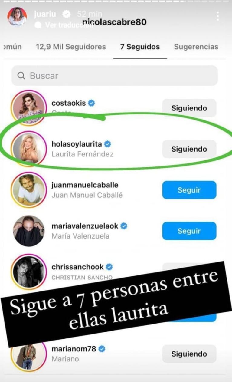 Nico Cabré sigue solo a una de sus famosas exnovias en Instagram tras abrir su cuenta