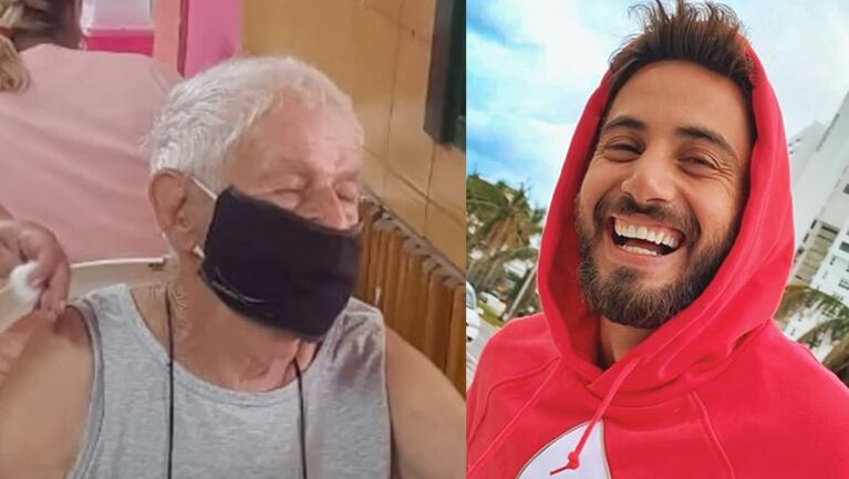 Nico mostró a su abuelo recibiendo la vacuna contra el covid.