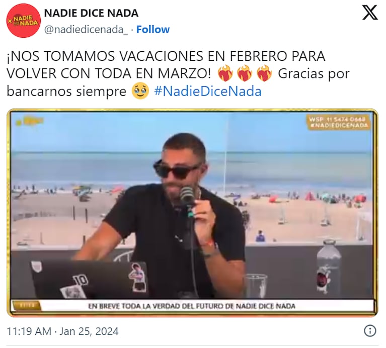 Nico Occhiato reveló los motivos del levantamiento de Nadie dice Nada: “No es una decisión fácil”