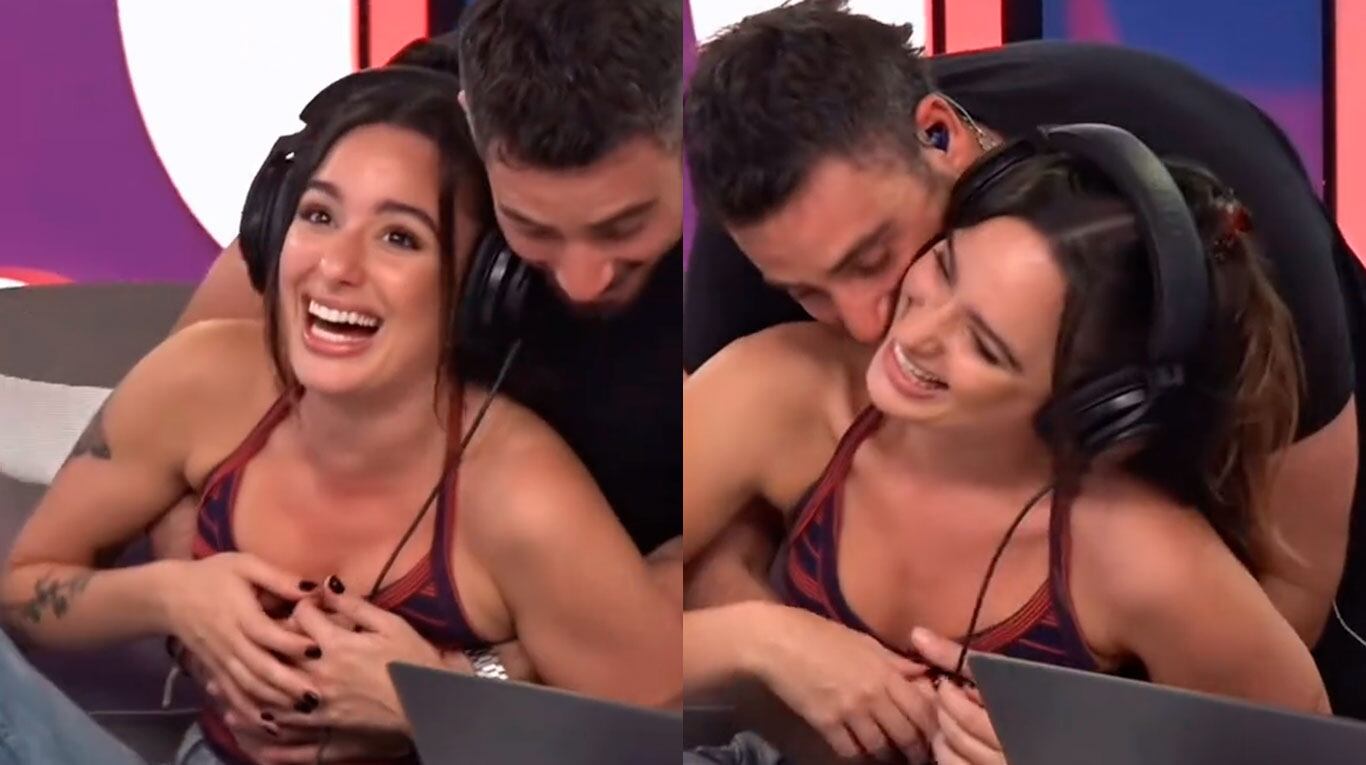 Nico Occhiato  se puso hot con Flor Jazmín Peña en vivo (Foto: Luzu TV)